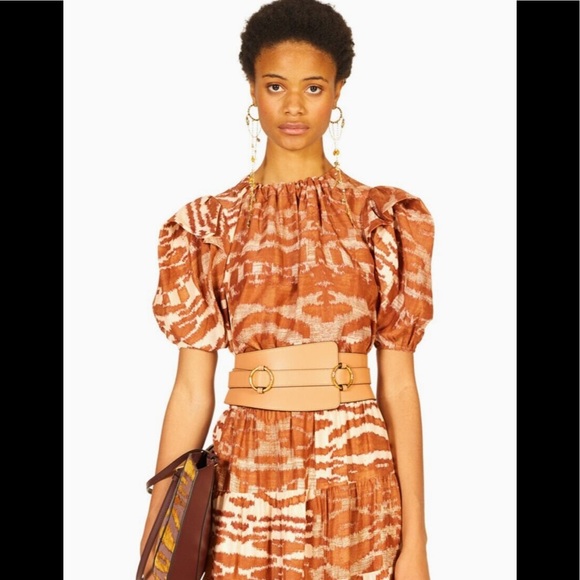 Ulla Johnson Blouse Silk Short Sleeve Animal Print Neema 2 - Picture 2 of 9